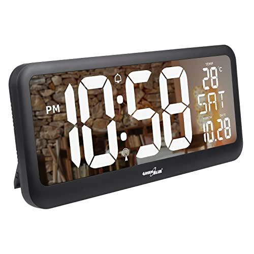 GreenBlue GB214 Grote LCD Wandklok met Thermometer Wekker Datum