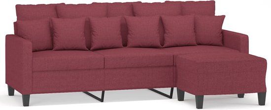 vidaXL Driezitsbank met voetenbank 180 cm stof wijnrood