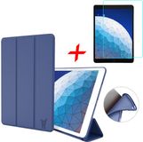 iCall iPad Air 10.5 (2019) Hoes + Screenprotector - Smart Book Case Siliconen Hoesje - Donkerblauw