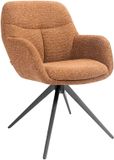 Kick Collection KICK® ABEL Draaibare Eetkamerstoel – 360° – Met Armleuningen – Grove Textuurstof – Terra - zwart frame