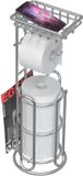 TreeLen Toiletpapierhouder RVS Badkamer Tissuehouder Standaard TP Dispenser met Telefoon/Doekjesplank & Tijdschriftenrek Vrijstaand Chroom