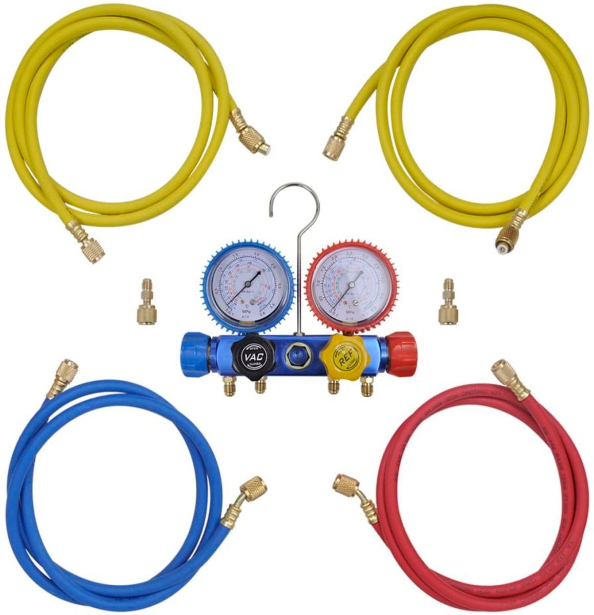 vidaXL Manometer 4-richtingen set in opbergkoffer