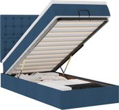 vidaXL Bed met matras 90x200 cm stof blauw