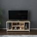 Support TV blanc et chêne 120x35x50,8 cm mélaminé structure métallique