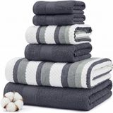 Modern Threads Pax 6-delige omkeerbare garengeverfde jacquard handdoekenset