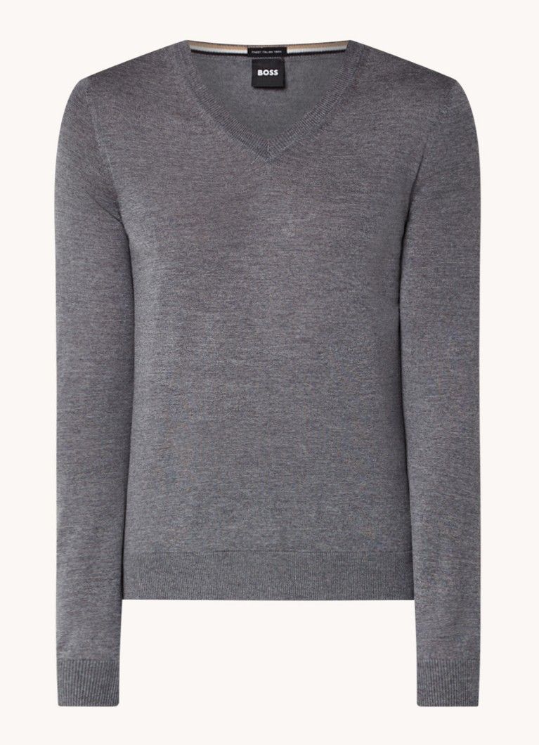 HUGO BOSS Melba-P Fine Knit Wool Pullover with V-Neck