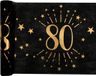 Merkloos Tafelloper 80 jaar verjaardag - 2x - 30 x 500 cm - op rol - zwart/goud