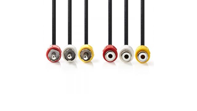 Nedis CVGP24305BK50 Composiet Videokabel 3x Rca Male - 3x Rca Female 5 m Zwart