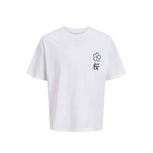 JACK & JONES JUNIOR rechtvallend T-shirt met backprint - wit