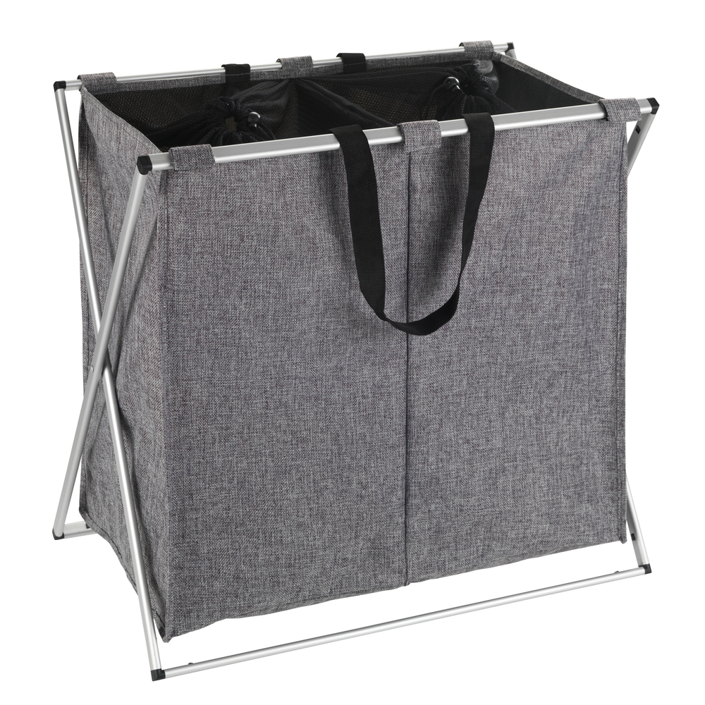 WENKO Laundry bag Duo grey mottled laundry collector 120 l