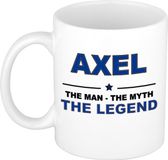 Bellatio Decorations Axel cadeau mok - man myth legend - naam koffiemok / beker - wit en blauw - 300 ml - verjaardag