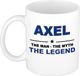 Bellatio Decorations Axel cadeau mok - man myth legend - naam koffiemok / beker - wit en blauw - 300 ml - verjaardag