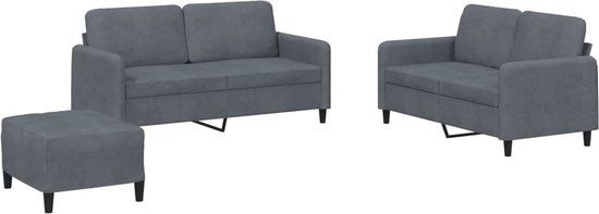 vidaXL 3-delige Loungeset fluweel donkergrijs