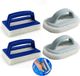 Merkloos Zwembadsponsborstels - Ergonomische Handgreep - 2 Rechthoekige en 2 Ronde Borstels - Blauw