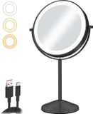 Shenzhen Haorui Industrial Technology Co., Ltd. Miroir de maquillage rechargeable - Grossissement 1X/10X, 54 LED et 3 couleurs de lumière - Noir