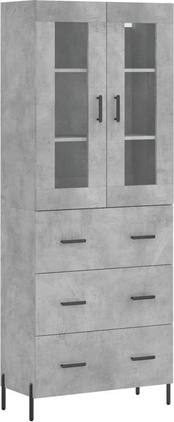 vidaXL Hoge Kast - Betongrijs - Hout - 69,5x34x180 cm