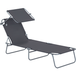 Banc solaire pliable chaise longue de jardin avec protection solaire chaise longue de bien-être avec dossier réglable à 4 voies chaise longue de plage jusqu'à 120 kg de capacité pour jardin, balcon et piscine, 6 couleurs (gris)