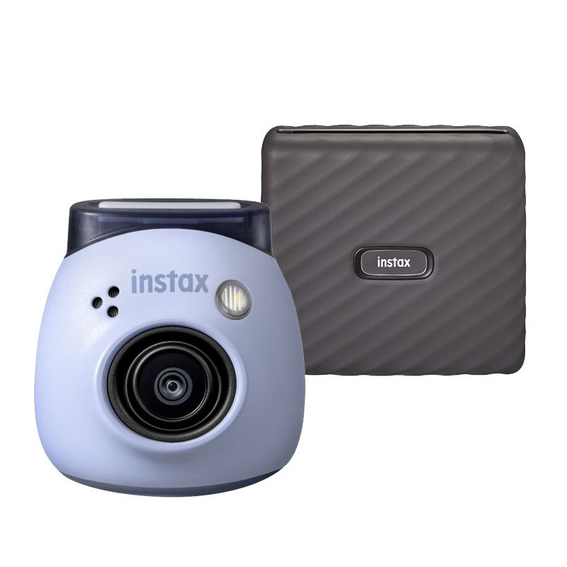 Fujifilm INSTAX PAL Digital Camera Lavender Blue + Link WIDE Printer Mocha Gray