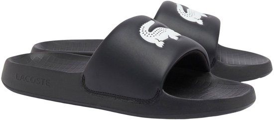 Lacoste SERVE SLIDE 1.0 Heren Slippers Zwart Wit Maat 40.5 - Badslippers - Rubber - Lente/Zomer 2025