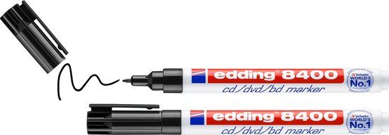 edding 8400 CD/DVD/BD Marker - Black - 0.5-1mm - 2 Pieces