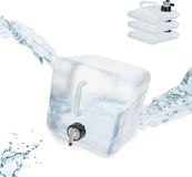 Relaxdays Opvouwbare Jerrycan Set van 4 - 5 L - Met Kraantje - BPA-vrij - Transparant-Zwart