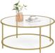 Vasagle table basse ronde avec plateau en verre – Or