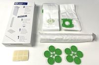 SEBO 5828ER Servicebox voor stofzuiger X1 tot X5 met 8 filterzakken, uitlaatfilter, elektrostatisch microfilter en afdichtingstape, groen