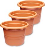 Garronda 3x Plantenpot Bloempot - Kunststof - Rond - Terracotta - ⌀28cm H=20cm
