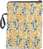 JHubers Goods - Couverture de livre zippée, 31 x 22 cm, avec motif marguerite jaune