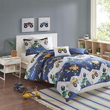 Mizone Kids Bedrukte Trooster Set, Microvezel, Blauw, Volledig/Koningin