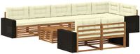 vidaXL Hoek loungeset Acacia hout Natuurlijk en crème