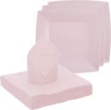Santex feest/verjaardag servies set - 20x gebaksbordjes/20x servetten - lichtroze - karton