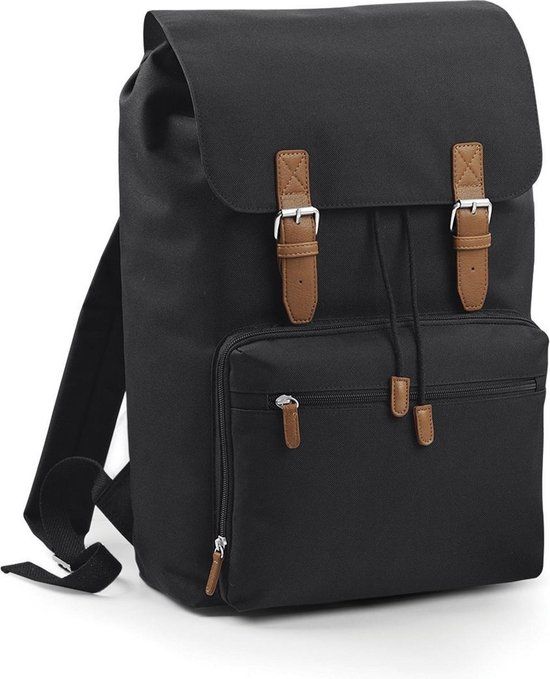 Bagbase Vintage Laptop Rugzak 18 Liter - Zwart/Bruin