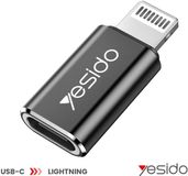 Yesido, USB-C naar Lightning-adapter Geschikt voor Apple iPhone iPad snelle overdracht en opladen, Zwart / Zilveren