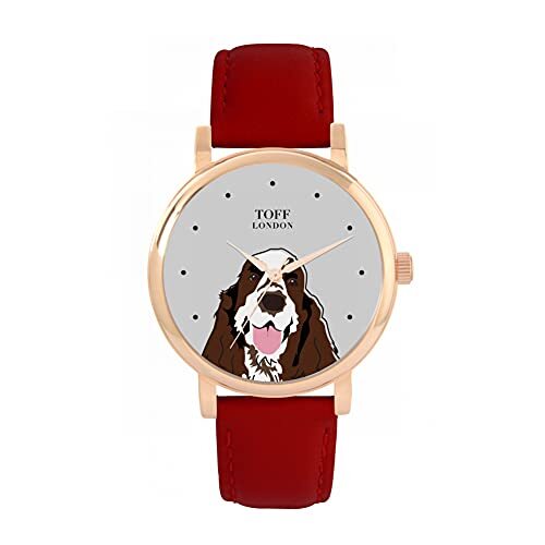 Toff London Bruin Wit Cocker Spaniel Hoofd Hondenhorloge