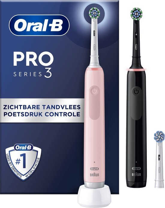 Oral-B Oral-B Pro 3 3950N, zwart en roze, 2 stuks