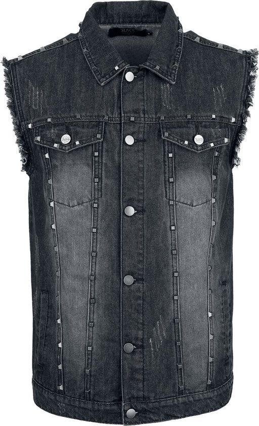 Black Premium by EMP Zwart Vest met Piramidevormige Studs - Heren - XL