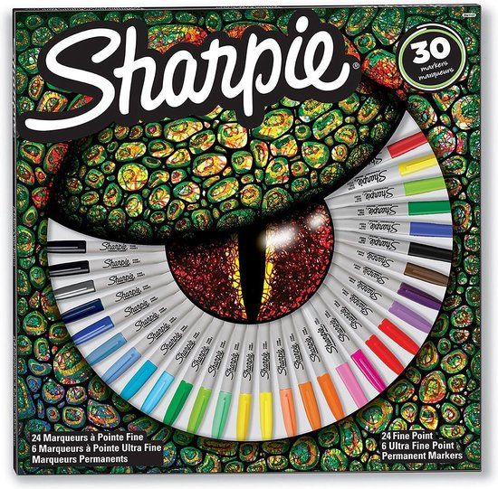 Sharpie Permanent Marker Set | 30-Piece Set with Fine and Ultra Fine Tips | Lizard Eye Theme