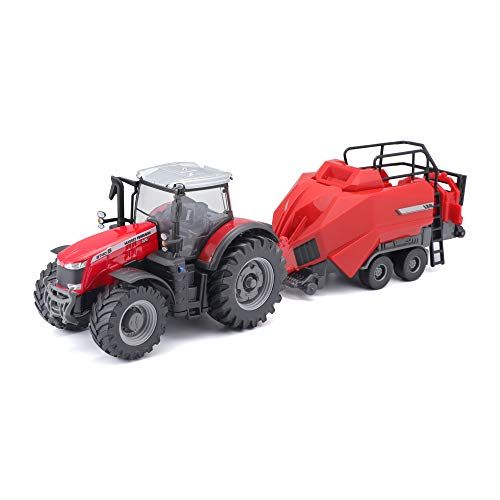 Bburago B18-31667 Massey Ferguson 8740S Tractor met Balenlifter