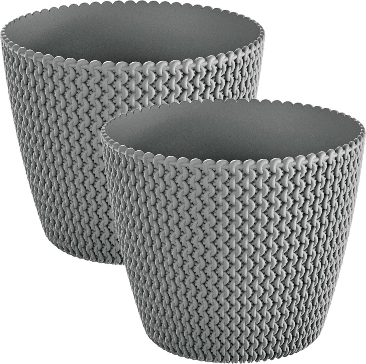 Prosperplast Set van 2 plantenpotten - Ø 13 cm - Steengrijs - Kunststof