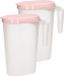 Plasticforte Pichet d'eau - 2x pièces - Jus de fruits - transparent/rose - avec couvercle - 1,6 litre - plastique