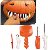 Koopman International set d'outils pour évider les citrouilles - comprend des dents de décoration et des pochoirs - Halloween - kit de découpe
