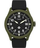 Timex Expedition North TW2W34400 Herenhorloge, 43 mm, milieuvriendelijke tweedelige zwarte horlogeband, zwarte wijzerplaat, groene kast