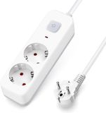 Duitse 2-voudige L-serie stekkerdoos met schakelaar, 1,5 m lengte en 1,0 mm² 3G-kabel in elegant wit en grijs