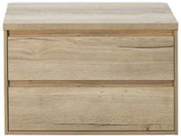 BES LED Porto Badmeubelset 90 cm - Natuur Eiken - Wastafelbovenblad Natuur Eiken