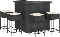 vidaXL 5-delige Tuinbarset met Kussens, Zwart, Polyrotan