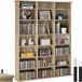 Tectake CD/DVD/Blu-ray kast - Boekenkast - 18 flexibel verstelbare planken - Houten mediakast met kantelbeveiliging - Plankstandaard - Afmeting (LxDxH) 105,5 x 19 x 136,5 cm - Lichtbruin