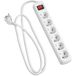 Witte stekkerdoos met 6 geaarde stopcontacten met schakelaar, 1,5 m H5VV-F 3G1,5 m², basis met 6 stopcontacten