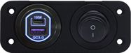 ProRide 12-24V USB/USB C Chargeur de voiture 2 ports montage encastré - 100W QC3.0 - Interrupteur à bascule - Bleu