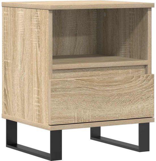 vidaXL Nachtkastje 40x35x50 cm bewerkt hout sonoma eikenkleurig